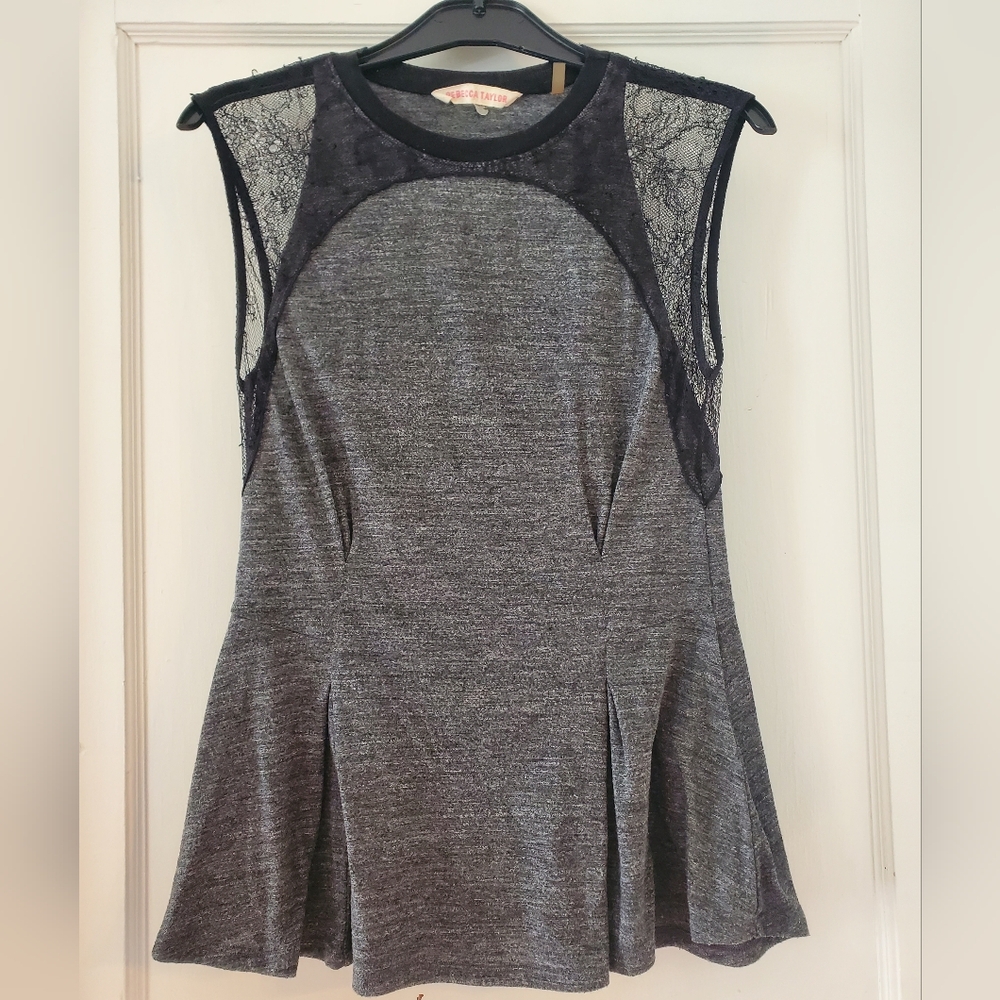 Rebecca Taylor Peplum and Lace Tank Top